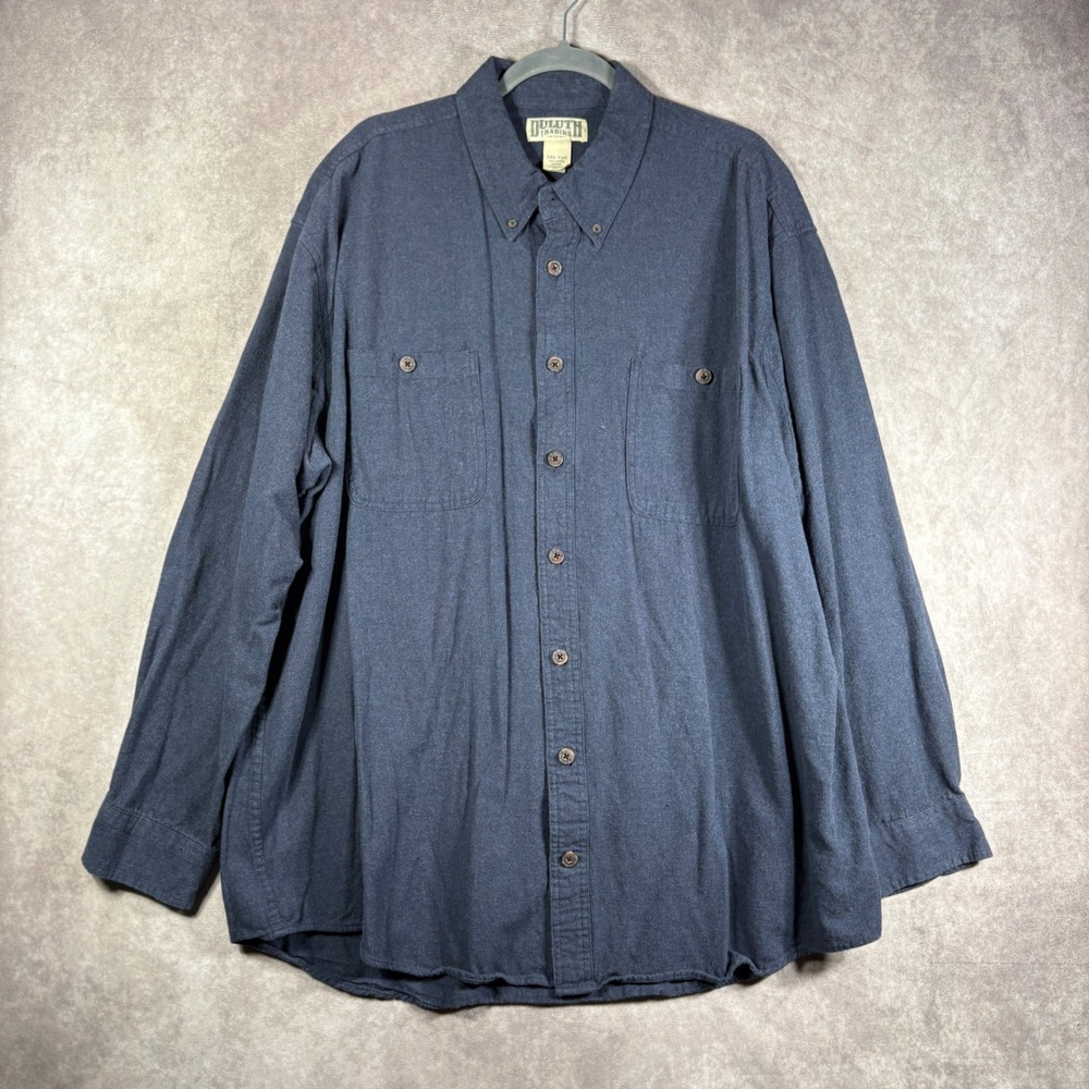 Duluth Trading Co Button Down Shirt Mens Size 2XL Tall Blue Free Swingin Flannel